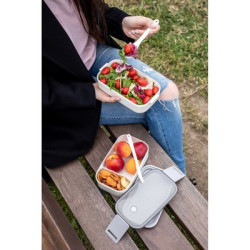 Pudełka śniadaniowe 2 w 1 2x700 ml sztućce | Cash