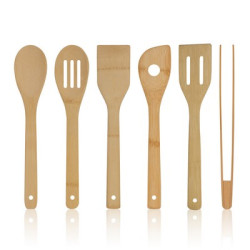 Zestaw bambusowych akcesoriów kuchennych w stojaku 6 el | Reese