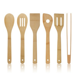 Zestaw bambusowych akcesoriów kuchennych w stojaku 6 el | Reese
