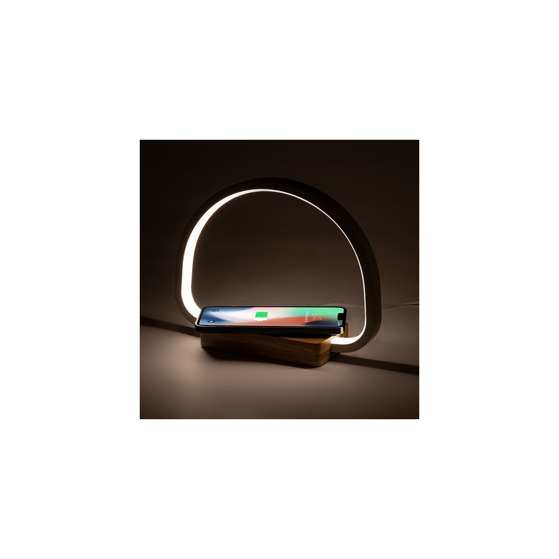 Lampka na biurko bambusowa ładowarka bezprzewodowa 10W