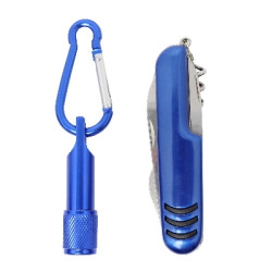 Zestaw narzędzi narzędzie wielofunkcyjne scyzoryk (7 el) latarka 1 LED z karabińczykiem