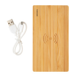 Bambusowy bezprzewodowy power bank 4000 mAh