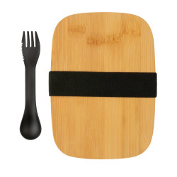 Pudełko śniadaniowe z bambusowym wieczkiem łyżkowidelec