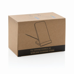 Bambusowa ładowarka bezprzewodowa 5W stojak na telefon
