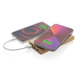 Bambusowy bezprzewodowy power bank 8000 mAh ładowarka bezprzewodowa 5W