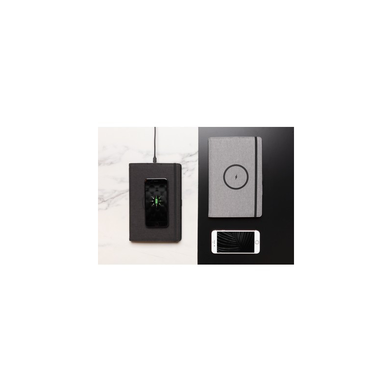 Notatnik A5 RPET ładowarka bezprzewodowa 5W Air