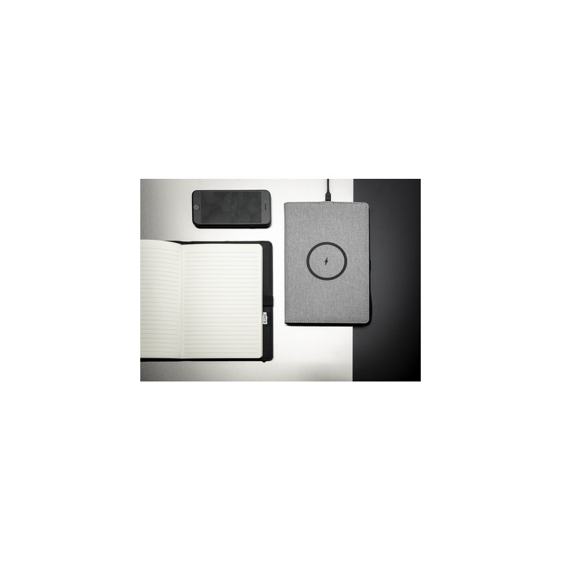 Notatnik A5 RPET ładowarka bezprzewodowa 5W Air