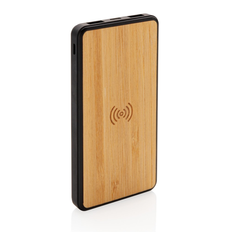 Bambusowy bezprzewodowy power bank 8000 mAh