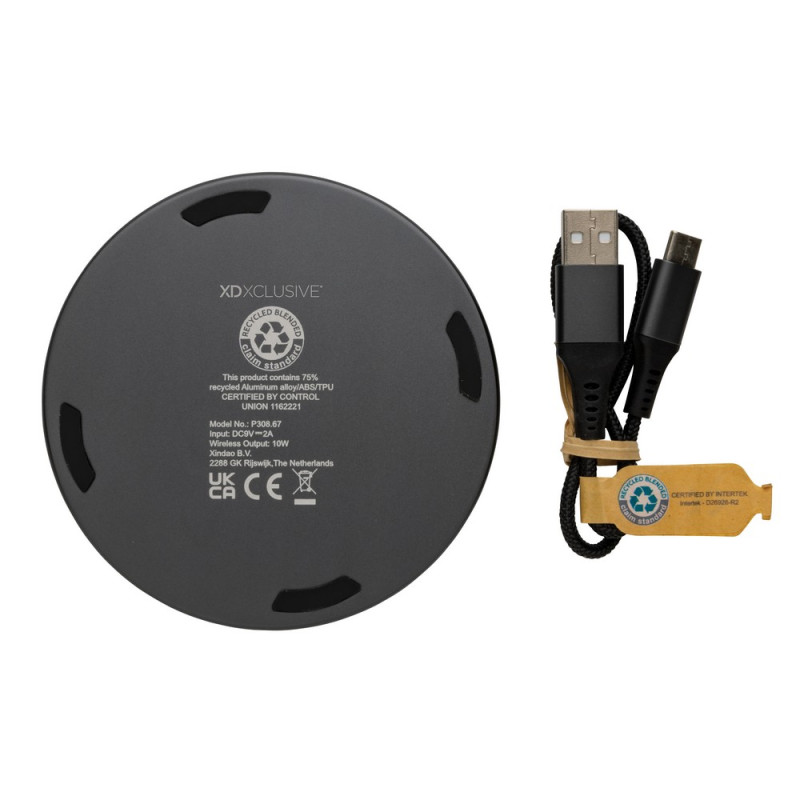 Ładowarka bezprzewodowa 10W Terra aluminium z recyklingu