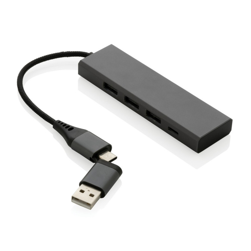 Hub USB 20 z USB C aluminium z recyklingu