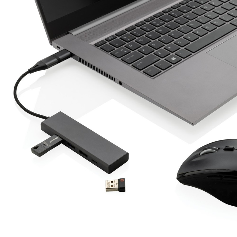 Hub USB 20 z USB C aluminium z recyklingu
