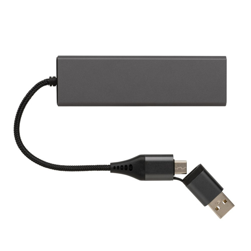 Hub USB 20 z USB C aluminium z recyklingu