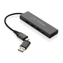 Hub USB 20 z USB C aluminium z recyklingu