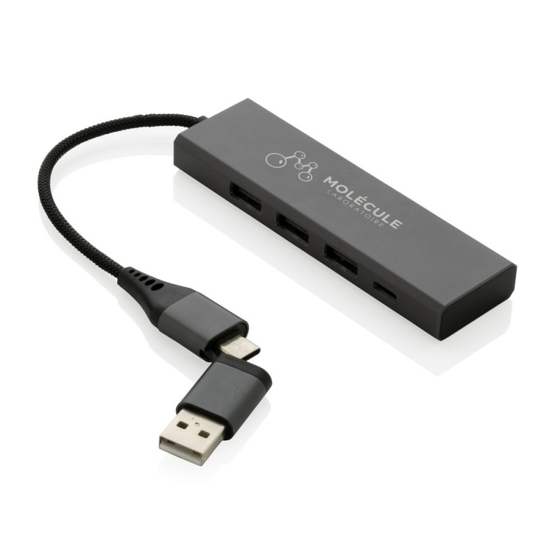 Hub USB 20 z USB C aluminium z recyklingu