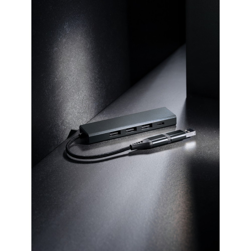 Hub USB 20 z USB C aluminium z recyklingu