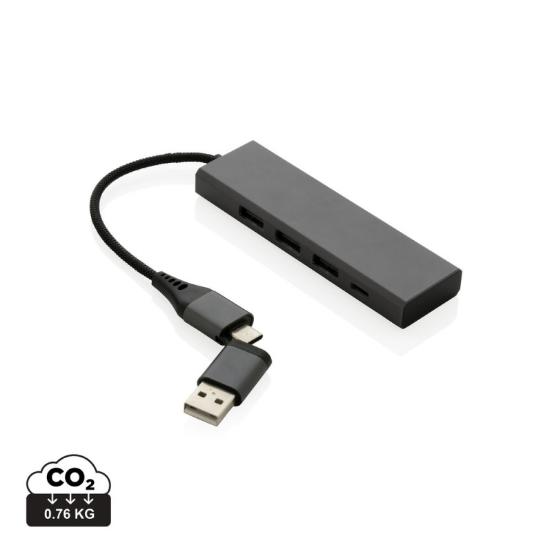 Hub USB 20 z USB C aluminium z recyklingu