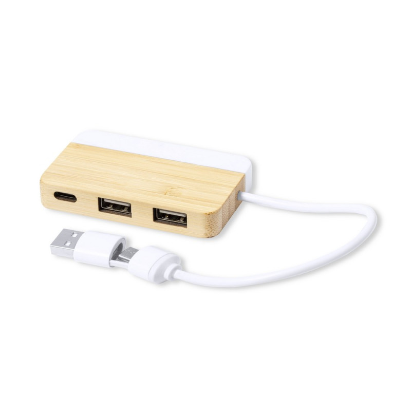 Bambusowy hub USB i USB typu C