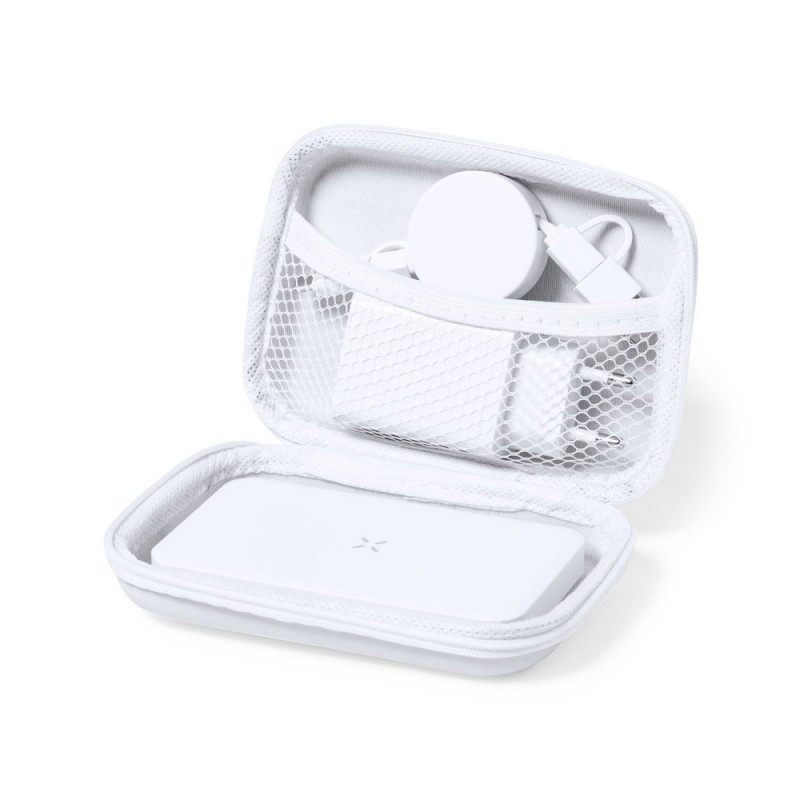 Zestaw podróżny do ładowania bezprzewodowy power bank 4000 mAh ładowarka bezprzewodowa 5W zwijany kabel do ładowania i sync