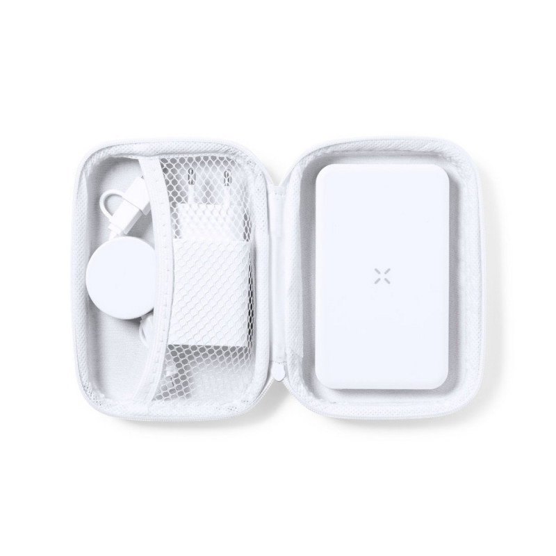 Zestaw podróżny do ładowania bezprzewodowy power bank 4000 mAh ładowarka bezprzewodowa 5W zwijany kabel do ładowania i sync