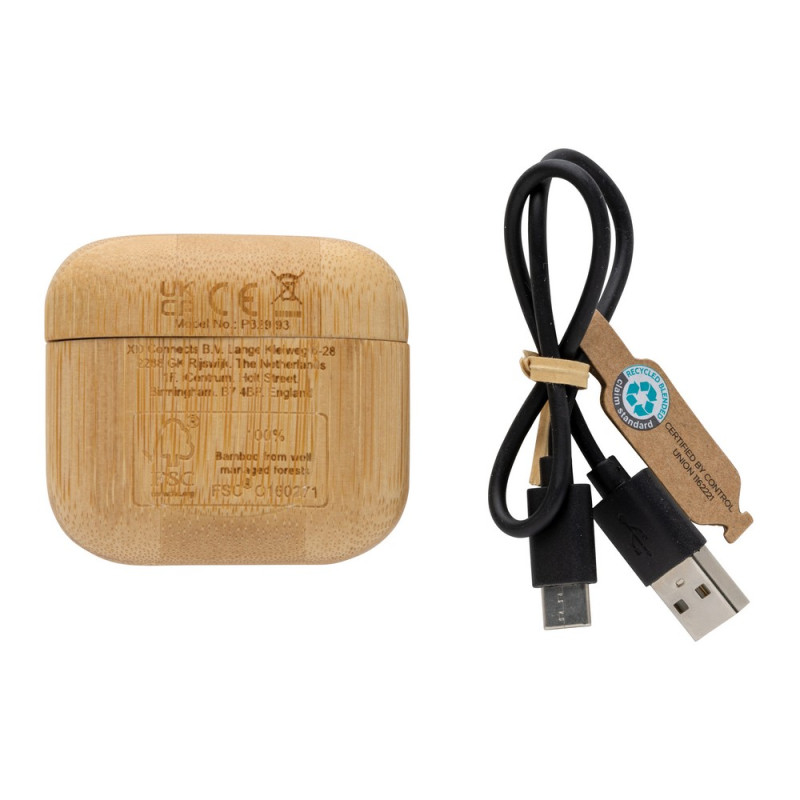 Douszne słuchawki bezprzewodowe TWS plastik z recyklingu