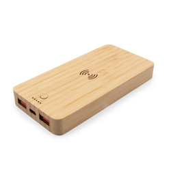 Bambusowy bezprzewodowy power bank 8000 mAh B'RIGHT ładowarka bezprzewodowa 15W | Benson