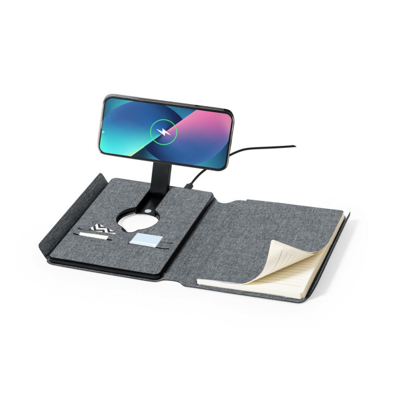 Wielofunkcyjny notatnik RPET A5 magnetyczna ładowarka bezprzewodowa 10W power bank 5000 mAh