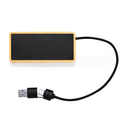 Bambusowy hub USB i USB-C