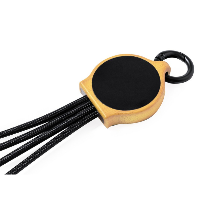 Kabel do ładowania z karabińczykiem bambusowy element