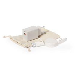 Zestaw podróżny do ładowania ze słomy pszenicznej zwijany kabel do ładowania i synchronizacji ładowarka ścienna bawełnia