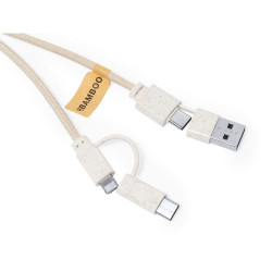 Kabel do ładowania ze słomy pszenicznej i bawełny z karabińczykiem bambusowy element