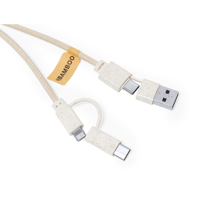 Kabel do ładowania ze słomy pszenicznej i bawełny z karabińczykiem bambusowy element