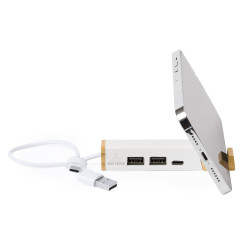 Hub USB i USB-C ze zrecyklingowanych kartoników po mleku stojak na telefon