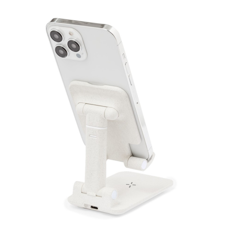 Składana ładowarka bezprzewodowa 15W z bambusa i słomy pszenicznej stojak na telefon