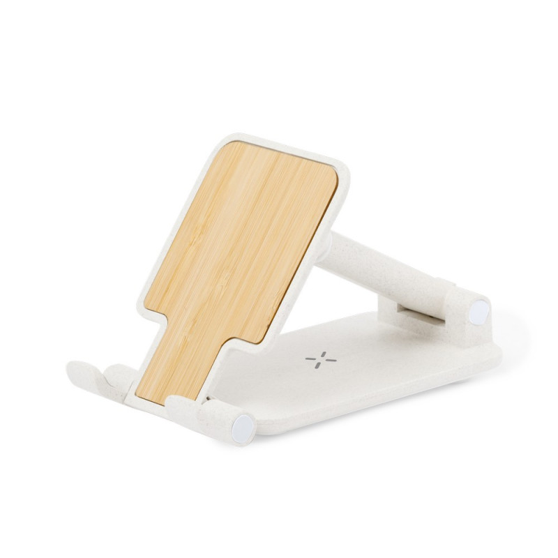 Składana ładowarka bezprzewodowa 15W z bambusa i słomy pszenicznej stojak na telefon