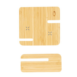 Bambusowa ładowarka bezprzewodowa 15W 3 w 1 stojak na telefon