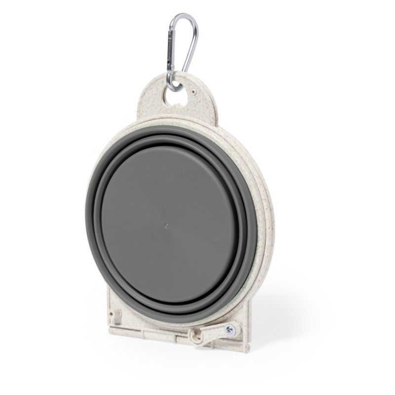 Podwójna miska dla psa z elementami ze słomy pszenicznej składana karabińczyk